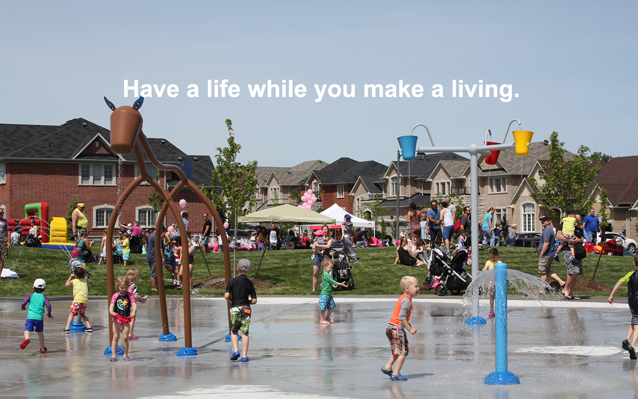 children playing on a splash pad